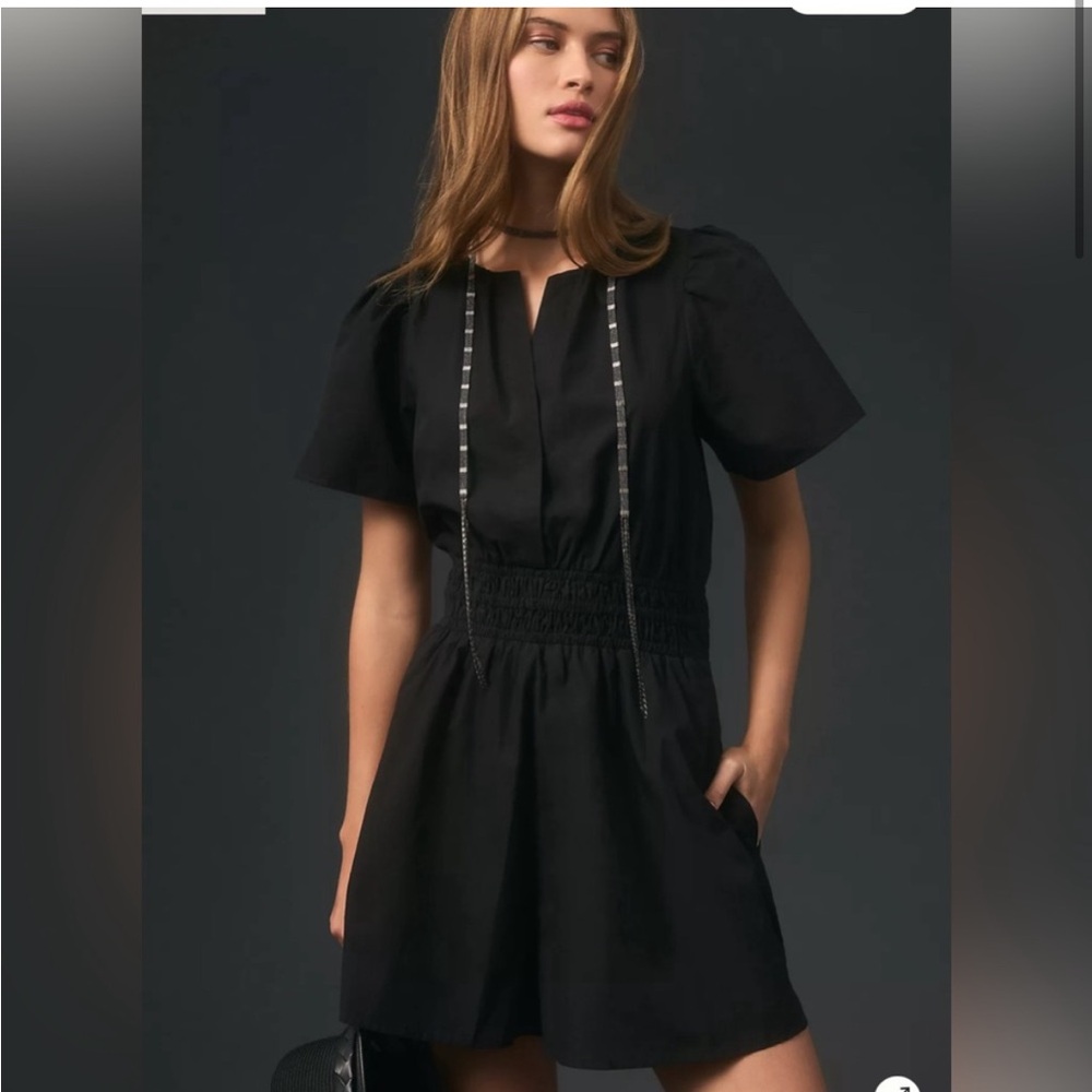 Anthropologie Black Romper: Poplin Edition